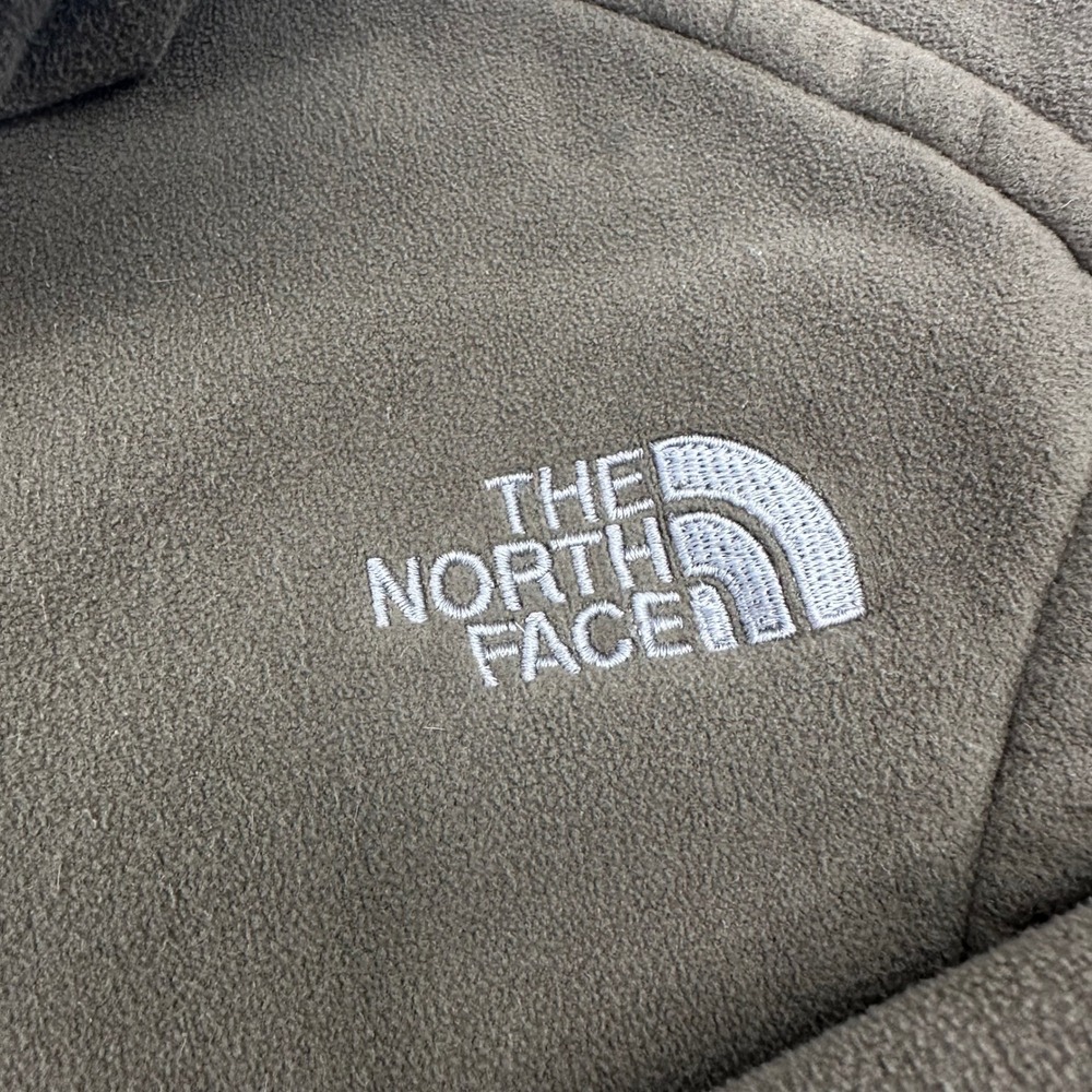 The North Face Womens Small Full Zip Fleece Jacket Green Snap Collar Preppy Coat - Picture 3 of 13